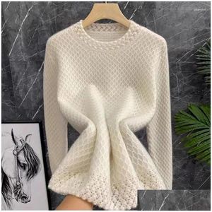 Pulls Femme Femmes Laine Cachemire Pull Femmes 3D Trois-Nsional Creux Col Rond Pull Tricot Automne Prix Discount Mode Dhone