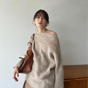 Pulls pour femmes laine mélangée automne et hiver style japonais doux cheveux longs pull mohair lâche haut amincissant