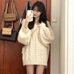 Women's Sweaters Woolen Sweater Pure Desire Fried Dough Twists Pullover Autumn And Winter Lazy Retro Gentle Wind Soft Waxy Knitwe