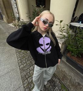 Dames truien Y2K skelet zip-up oversized sweatshirts 2023 herfst Goth hoodie grunge capuchon streetwear kleding 230808