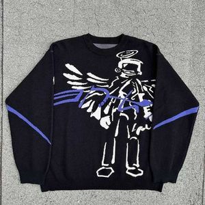 Suéteres para mujer Y2K Suéter Harajuku Hip Hop Impresión de dibujos animados de gran tamaño para hombre para mujer Nuevo Jersey de punto japonés Topsyolq