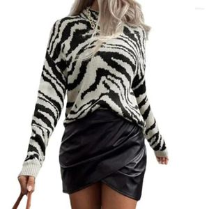 Pulls pour femmes Zebra tricoté mode col rond à manches longues chaud pull en vrac automne hiver rue hippie vêtements pour femmes