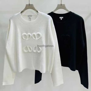 Sweatshirts pour femmes Brand de créateur en laine Cashmere Sweater Femmes 3d tridimensionnel Hollow Out Round Neck Parming Trine