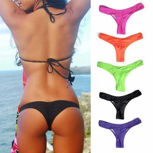 Femmes nageantes Trunks Rucched Bikini Bottom Sexy Thong Swimsuit Peclange Grand Plus taille 5xl NOUVEAU