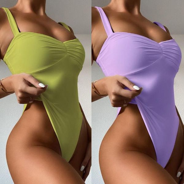 Maillot de bain femme 2021 vente chaude Sexy body une pièce Push Up maillots de bain coupe haute string 1 pièces plage robe de bain