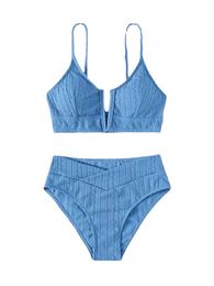 Maillot de bain pour femme, taille haute, sexy, bikini, à la mode, fendu, matériau en tissu spécial