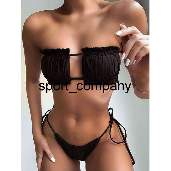 Maillot de bain femme sans bretelles Wrap maillots de bain string string féminin Bikinis Sexy Bandage deux pièces maillots de bain maillots de bain