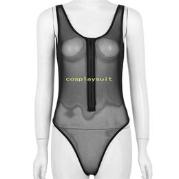 Maillots de bain pour femmes Sexy One Piece Catsuit Costumes Lingerie Maillots de bain Voir à travers Sheer Mesh Body Suits Femme High Cut Body Maillot de bain