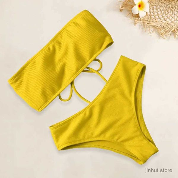 Swimwear de mujeres 1 conjunto de bikini de baño suave sin alambre con almohadilla de cofre bikini dividida de verano