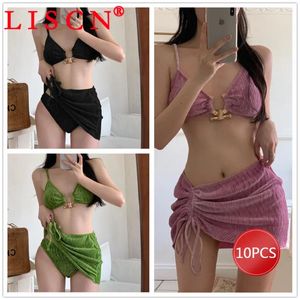 Swimwear pour femmes 10 articles en vrac Lots en gros de lots en bikini string sets d'été 2024 Draw String Beach 3 Piece Bathing Costume pour les femmes sexy K13160