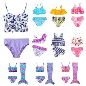 Vrouwen Badmode 2-14Year Tienermeisjes Twee Stukken Badpak Hoge Kwaliteit Vlinders Print Kids Bikini Sets Bloemen Kinderen Beachwear