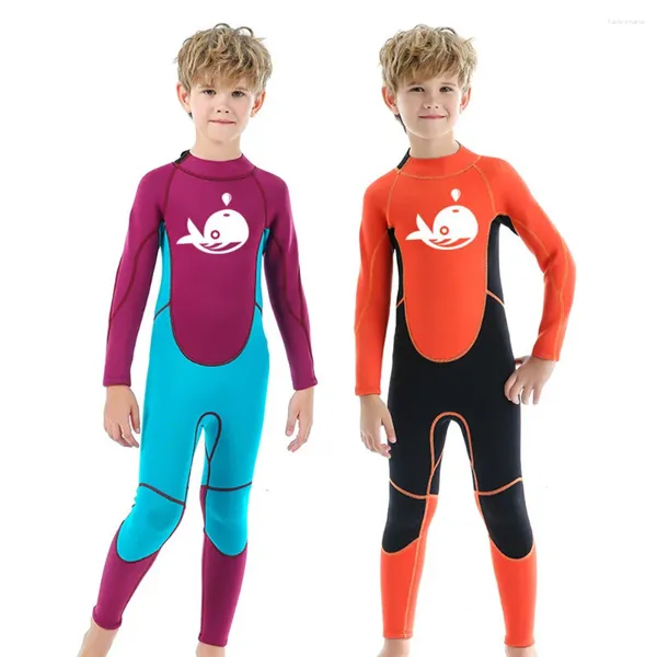 Traje de baño para mujer Traje de buceo para niños de neopreno de 2,5 mm Cálido Dibujos animados Manga larga Surf Protección solar Deportes acuáticos