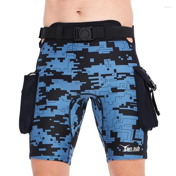 Traje de baño para mujer 2,5 mm Neopreno Buceo Pantalones de surf Hombres Pantalones cortos de bolsillo sumergibles Camuflaje técnico Bañadores de natación