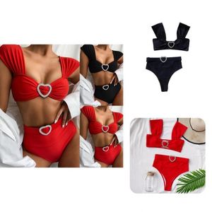 Dames badkleding 2 pc's/set geweldige zomer bikini pure kleuren goed uitziende set sexy badpak