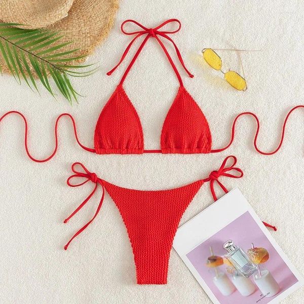 Swimwear pour femmes 2 pièces sexy string bikini set corde de maillot de bain effronté