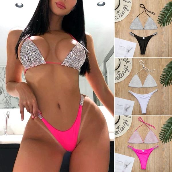 Maillots de bain pour femmes 2 pièces maillot de bain sexy diamant bikini séchage rapide été spa vêtements sous-vêtements minces pour piscine plage