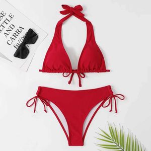 Swimwear féminin 2018 Sexy Suspender Bikini MAINTURE LOBILITÉ BANDE BANGE BRACILIEN BRACILIEN BRANDIEN BLAGE / ROSE / ROSE BANDAGE BRÉSIL