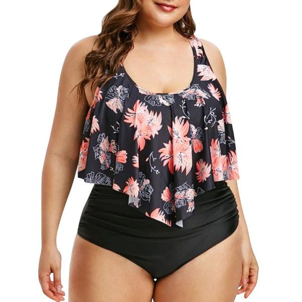 Bañador de mujer 2021 para mujer 5XL de talla grande Sexy estampado Floral Bikini brasileño tipo Spli cintura baja ropa de playa traje de baño XYT4