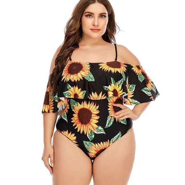 Bañador para mujer 2021, bañador Sexy para mujer, Bikinis de talla grande 2XL3XL4XL5XL, copa de talla grande, cuello Halter, espalda descubierta, ropa de playa para chicas jóvenes