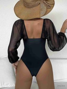 Dameszwemkleding 2022 Zwart zwempak One Piece Solid Long Sleeve Swimwear Women Bathing Suit vrouwelijk Gedekte Zwemmen Zomer Beachwear Bodysuit