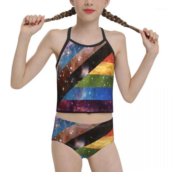Maillots de bain pour femmes 2022 Pays Pour Junior High School Girl Print Pride Flag Designs Galaxy Edition Bikini Enfants