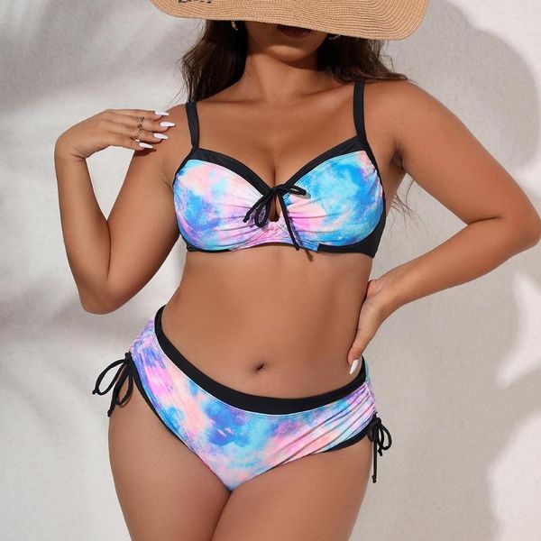 Traje de baño para mujer 2022 de talla grande para mujer traje de baño grande trajes de baño de dos piezas de cintura alta Push Up Bikini Set Sexy L-4XL