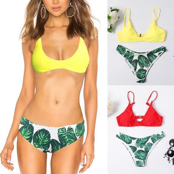 Traje de baño para mujer 2022 estilo vendaje para mujer Push-up Bikini Sexy para mujer Halter String traje de baño estampado traje de baño brasileño Biquini