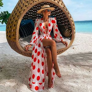 Traje de baño para mujer 2022 Mujeres Traje de baño Cubrir Manga Kaftan Playa Túnica Vestido Robe de Plage Sólido Blanco Algodón Pareo Alto Cuello Ropa de playa Y230311