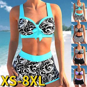 Swimwear féminin 2022 Femmes sexy sexy de taille en liberté en baisse de deux pièces en deux pièces Fashion Fashion High Swimwwear Summer Nouveau design Swimwear imprimé J240403