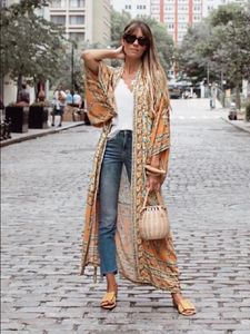 Dames Badmode 2023 Boheems Gedrukt Zomer Strandkleding Lange Kimono Vest Plus Size Katoenen Tuniek Dames Tops En Blouse Shirts