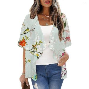 Maillots de bain pour femmes 2023 Cardigan Chemise Floral Print Vêtements Version ample Kimono Casual Haute Qualité Beach Wear Demi manches Top