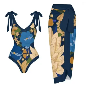 Maillots de bain pour femmes 2023 Dessin animé Fleur Imprimer Bikini Costume 2 pièces Halter Taille basse Maillot de bain Sangle Bow Col V Slim Fit Push Ups