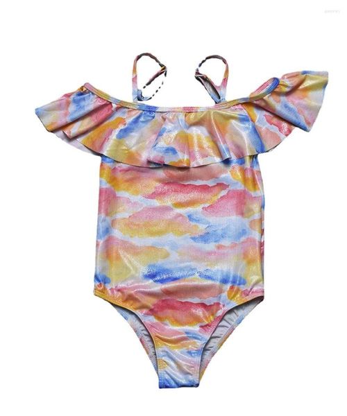 Maillots de bain pour femmes 2023 Design adolescent doux maillot de bain à volants jeune fille évider une pièce enfant enfant belle été vêtements de plage