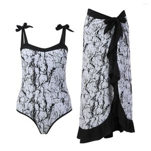 Swimwear Women 2023 Fashion One Piece Swimsuit and Jirt Femmes Réversible Luxury Bowknot Beach Robe Brazilian Bathing Fult
