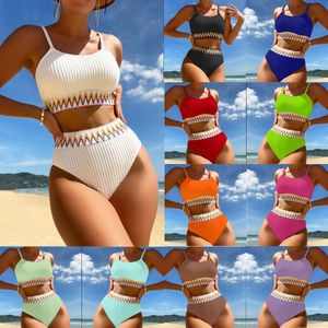 Swimwear Women 2023 High Taist Split Split Sweet Femme Multi Color New Bikini Sexy Bikini Beach Set