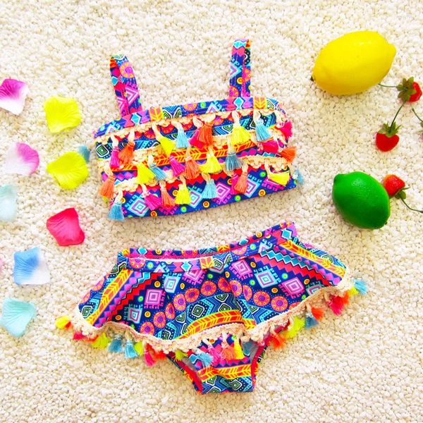 Maillots de bain pour femmes 2023 Infant Girls Vêtements pour enfants Sport Beach Toddler Dress Beachwear Tassel Baby Swimsuit 2 Pieces Kids Bathing Suit