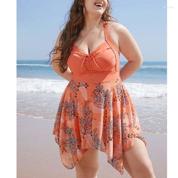 Bañador de mujer 2023 de talla grande 6XL, bañador de una pieza para mujer, bañador Tankini para mujer, bañador estampado de dos piezas, ropa de playa