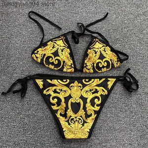 Dames Badmode 2023 New Gold Design Bikini Badmode voor Vrouwen Sexy Badpak Beachwear Zomer tweedelige Sexy Lady Badpak T230607