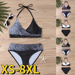 Maillots de bain pour femmes 2023 nouvelles femmes rétro maillot de bain maillot de bain femme nouveau Design impression maillot de bain bikini été taille haute deux pièces ensemble Bath Suit T240328