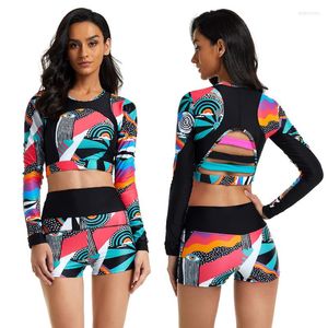 Dameszwemkleding 2023 Push Up Two -delige zwempak Dames Hoge taille Beachwear Print Sport Top Badpak Vrouw Maillot de Bain Femme