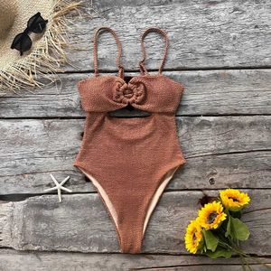 Dameszwemkleding 2023 Sexy Bandeau Women One Piece badkleding Swimwear vrouwelijk massief string Bather Bathing Suit Monokini Braziliaanse zwempakken J240403