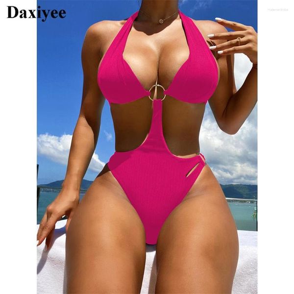 Damenbadebekleidung 2023 Sexy aushöhlen einteiliger Badeanzug Festes Pad rückenfreier Verband Frauen Badeanzug Mujer Monokini Maillot de Femme