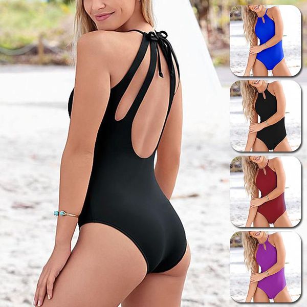 Maillots de bain pour femmes 2023 Sexy une pièce maillot de bain femmes été réglable dos nu plage grande taille body col rond Monokini