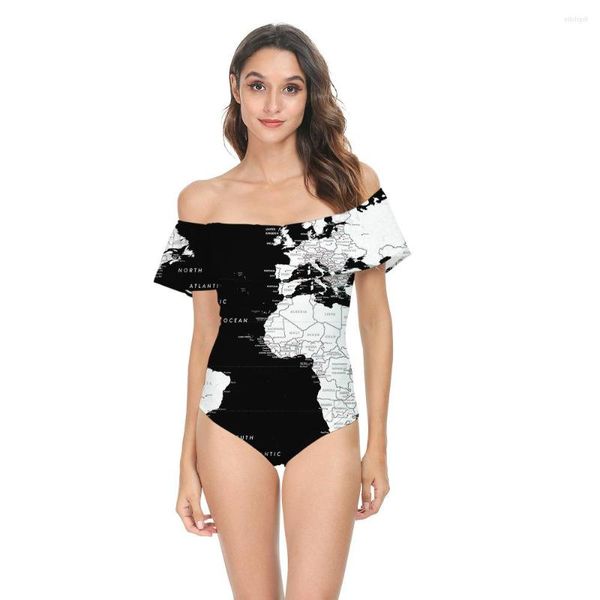 Swimwear Women 2023 Summer Europe and America Carte 3D Impression numérique de l'épaule