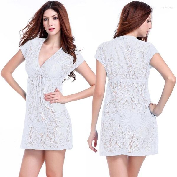 Traje de baño para mujer 2023 Cintura de verano Vestido de encaje suelto Sexy Diseño floral Cubiertas Ups Big Lady Grandes Mujeres Tallas grandes Trajes de playa Wears