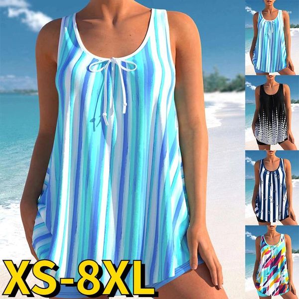 Maillots de bain pour femmes 2023 Été Femmes Sexy Stripe Imprimé Bikini Femme Maillot de bain surdimensionné Tankini Maillot de bain Monokini Beachwear