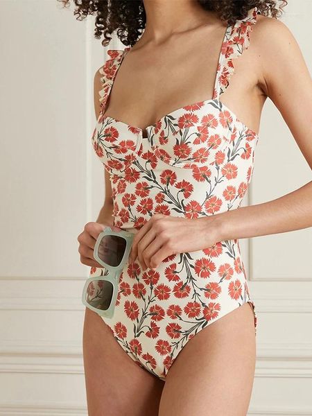 Traje de baño para mujer 2023 Traje de baño con cubierta Set Vintage Impresión Slim Fit Elegancia Piezas de moda para bikini Minimalismo Falda sexy Lujo