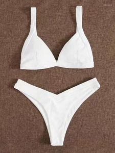 Dameszwemkleding 2023 Badpak Dames Europese en Amerikaanse mode Bikini Effen kleur Ribstof Doek Fabrieks directe verkoop