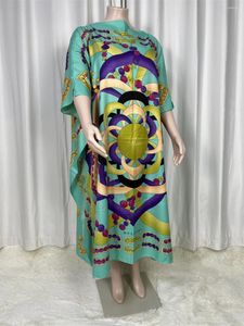 Dames Badmode 2024 Afrikaanse Saudi Arabische Sjaal Losse Print Zijden Maxi Jurk Zomer Strand Boheems Gewaad Kaftan Kimono Korte Mouw C40