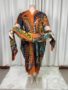 Dameszwemkleding 2024 Arabische Saoedische sjaal Losse afdruk Zijm Maxi Dress Summer Beach Boheemse gewaad Afrikaanse Kaftan Kimono Korte mouw B47